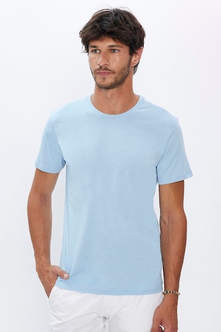 Tudors Erkek Slim Fit Dar Kesim Pamuk Yumuşak Dokulu Basic Açık Mavi Bisiklet Yaka Tişört-31787-mavi Mavi