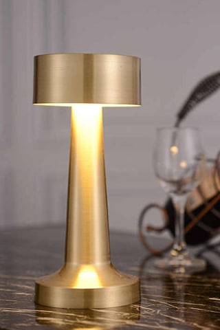 Dimmerli Dekoratif Gold Şarjlı Dokunmatik Led Masa Lambası Usb Kablolu Gece Lambası Nv0055g Gold
