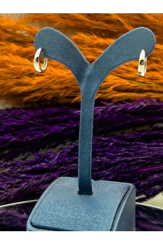 925 Ayar Gümüş Spor Düz Halka Modeli Trend Kadın Küpe Gümüş