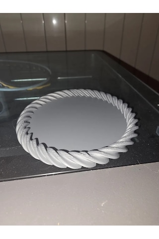Buradabulabilirsin 3d Baskı Spiral Kenarlı Yuvarlak Dekoratif Tepsi Bükümlü Kenar Modern Sunum Ve Düzenleyici Tepsi Krem Bbz