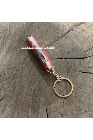 Dmr 4116 Çelik Anahtarlık Çakı Mini Çakı Mini Cep Çakısı El Yapımı Çakı 6cm 1 Adet Kırmızı - Mavi