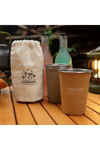 Nobana 4Pcs Kamp Bardağı Bardak Bpa Içermeyen Fda Sertifikalı 304 Paslanmaz Çelik Saklama Çantası Ile Içme Bardağı - Wilderness Style