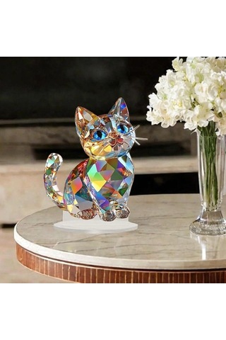 Pazly Suntek Sevimli Sanatları Modern Minyatür Kedi Heykeli El 16cmx20cm Aa 16cmx20cm