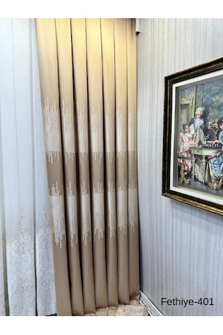 Nivemeshome Fethiye 614178 Altın V-401 1/3 Sık Pileli Fon Perde Apm Altın