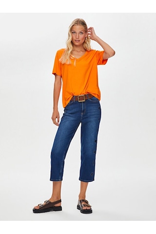 V Yaka Kısa Kol T-shirt S25tsh001 Bs25tsh00161 Orange