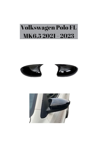 Volkswagen Polo Fl Mk6,5 2021 2022 2023 İle Uyumlu Araca Özel Yarasa Batman Piano Black Ayna Kapağı Takımı 2 Parça 1 Adet