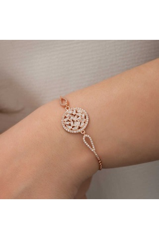 Kenpazar 925 Ayar Gümüş Rose Baget Taşlı Bileklik Gümüş