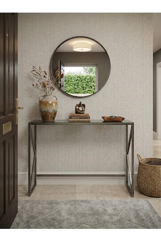Lumina Modern Antre Dresuarı - 4mm Temperli Camlı Metal Konsol - 100x30 Cm Gri
