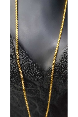 80 Cm Uzunluk Unisex Vip Çelik Arnavut Zinciri Model Sarı Renk Kolye Sarı