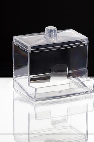 Flosoft Pamuklu Kulak Çubuğu Organizeri, Kulak Pamukluğu Kutusu Düzenleyici Şeffaf