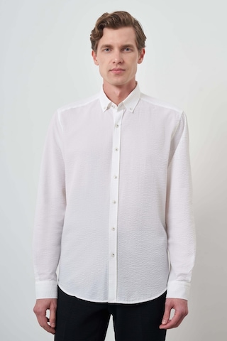 Morven Erkek Beyaz Pamuk Trend Dynamic Fit Düğmeli Yaka Gömlek 25ms004027600 Beyaz