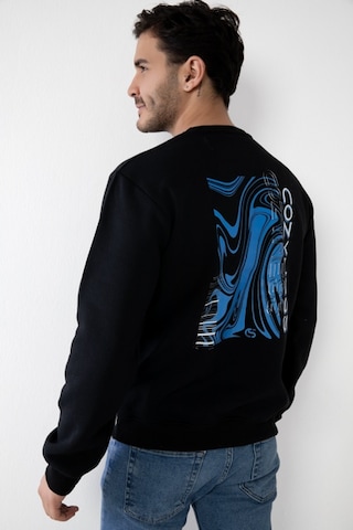 Erkek Siyah Renk Kapşonsuz Baskılı Sweatshirt Siyah