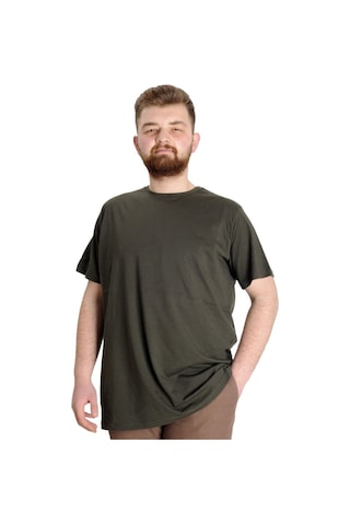 Mode Xl Büyük Beden Erkek Tshirt Bisiklet Yaka Basic 20031 Haki 001