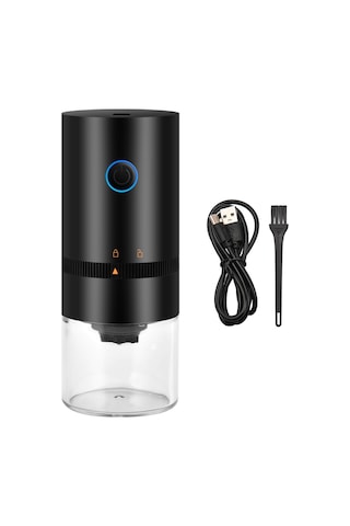 Gajeena Usb Şarjlı Mini Kahve Değirmeni - Hızlı Öğütme, Kalınlık Ayarlı, Taşınabilir, 1250mah Pil, Siyah Siyah