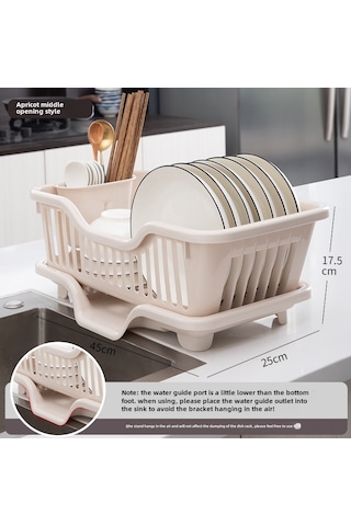 Geeroyoo Ev Kullanıma Tek Katlı Plastik Bulaşık Kurutma Rafı - Japon Tasarım, Orta Açık Süzme Özelliği, Mutfak Dolap Organizatörü Açık Turuncu Diğer