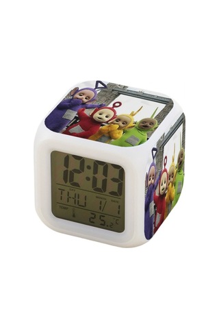 Besthome1 7 Renkli Led Kare Saat - Beyaz, Dijital Alarmlı, Renk Değişimi, 12/24 Saat Formatı, Sıcaklık Ve Takvim