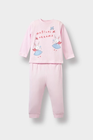 Defacto Kız Bebek Tavşan Baskılı Uzun Kollu Penye 2li Pijama Takımı F2910a525aupn633 Pembe