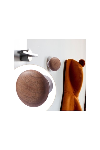 Suntek Ahşap Duvar Kancası Çok Amaçlı Tek Katlı Şapka Siyah Ceviz