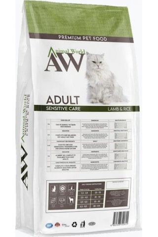 Animal World Kuzu Etli ve Pirinçli Yetişkin Kedi Maması 15 KG