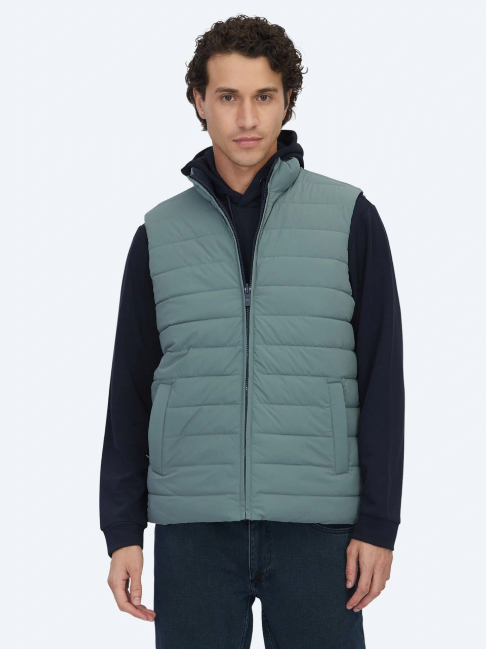 Kip Koyu Mint Regular Fit Dik Yaka Casual Dokuma Spor Yelek Koyu Mint