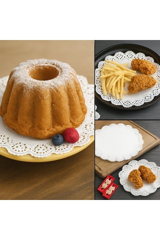 Dolphin Dantel Görünümlü Kağıt Tabak Altlığı - 32 Cm. - Beyaz Dantel Kağıt - 100 Adetlik Paket Beyaz