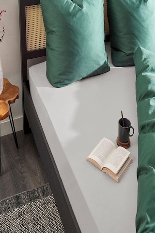 3 Adet Düz Pamuklu Tek Kişilik 80 X 200 + 30 Cm Lastikli Penye Çarşaf Gri-beyaz