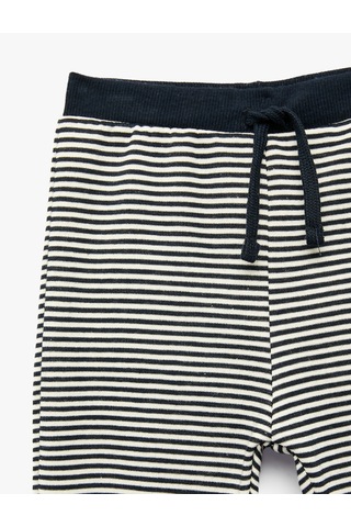 Koton Beli Bağlamalı Şardonlu Çizgili Jogger Eşofman Altı Lacivert Çizgili 7wmb40014tk