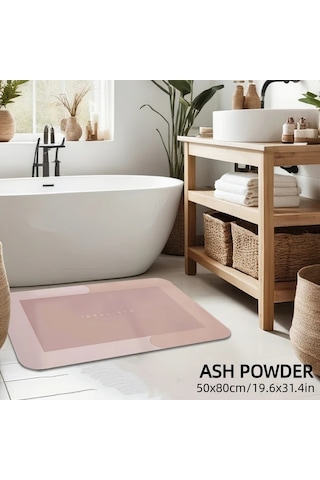Elmpaly 1 Adet Kaymaz Diatomite Banyo Paspası - Hızlı Kuruyan Yumuşak Gri Pembe 50x80 Cm Gri Pembe