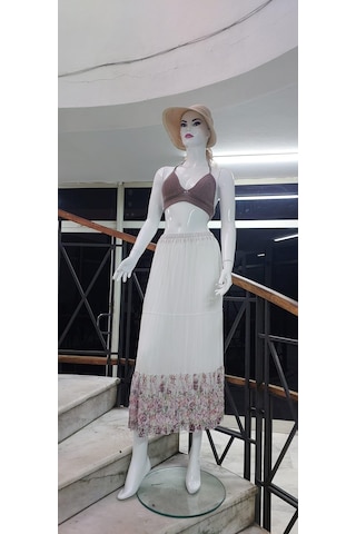 Eren Style Beli Lastikli Astarlı Uzun Şifon Etek-8960 Renkli Çok Renkli