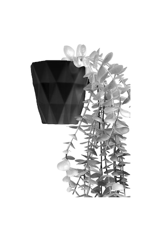 Gümüş Okaliptus 45 Cm New Collection Siyah Elmas Saksıda Yapay Sarkan Bitki Gri