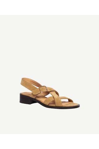 Yargıcı Çapraz Bantlı Kısa Topuklu Süet Sandalet 26ykay4014x 008 Camel