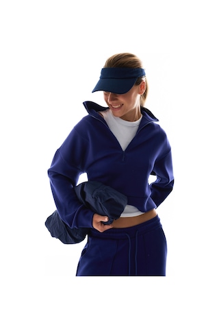 Penti Lacivert İpeksi Dokunuş Silky Touch Yarım Fermuarlı Uzun Kollu Sweatshirt