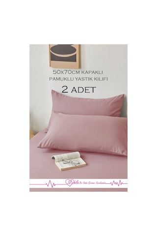 2 Adet Lüks Pamuklu Yastık Kılıfı 50x70 Kapaklı Model, Pamuklu Yastık Kılıfı Pembe