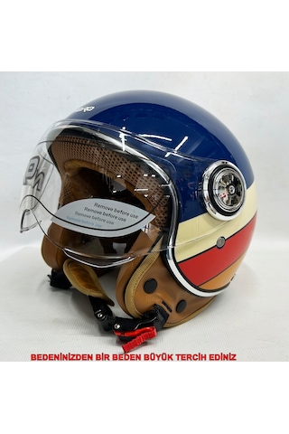 Nero Tk-06 Şefaf Vizörlü Yarım Açık Kask Parlak Lacivert