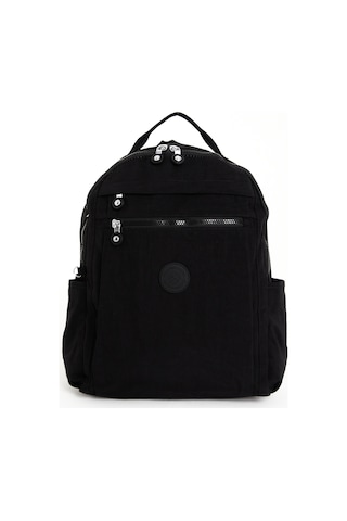Sanmorris Unisex Suya Dayanıklı Krinkıl Kumaş Çok Gözlü Siyah Laptop Okul Ve Sırt Çantası Siyah