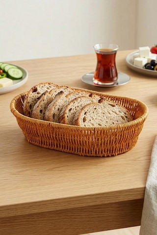 Digithome Oval Rattan Mini Ekmek Sepeti - Bb6063 Turuncu