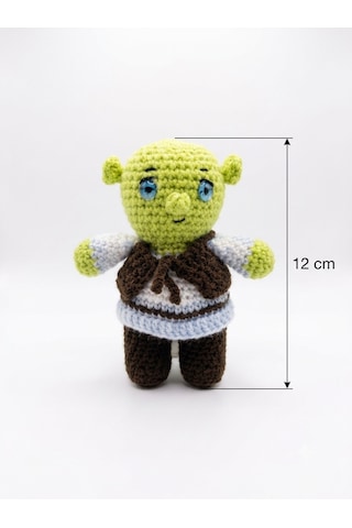 Shrek Amigurumi Örgü Oyuncak - Çizgi Film Karakteri Hediyelik Figür 12 Cm
