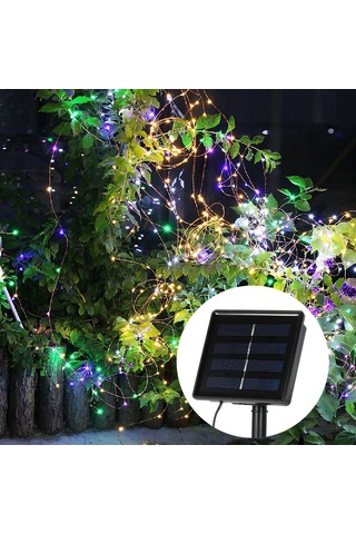 Xindoker 72ft 100 Led Güneş Enerjili Bahçe Aydınlatma Işıkları, 8 Modlu Sıcak Beyaz Dekoratif Şerit Işık 111 Karakter