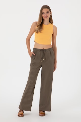 U.S. Polo Assn. Kadın Vizon Çizgili Loose Relax Fit Kanvas Pantolon 50309105-VR052