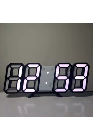 Suofeng Led Dijital 3d Mini Saat - Duvar/writing Tebeşi Uyumlu, Akıllı Alarm, Siyah Kasa Beyaz Işık, 163.5x60x16.5mm Siyah