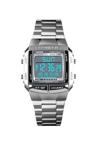 Skmeı 1381 Erkek Analog Dijital Saat Moda Günlük Spor Kol Saati 2 Zaman 5 Alarm 3atm Su Geçirmez Paslanmaz Çelik Kayış Arka Işık Çok Fonksiyonlu Saatler Relogio Masculino Gümüş