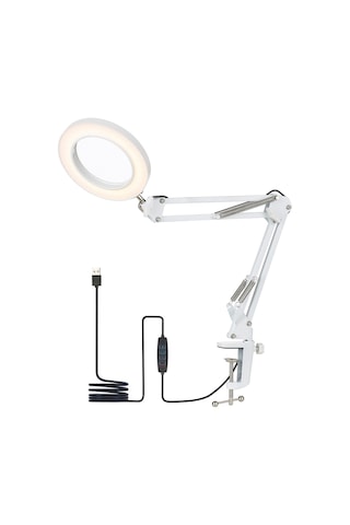 Tomshine Beyaz Tomshine Esnek Kelepçeli Masa Lambası Salıncak Kolu