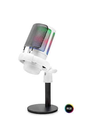 Mıxrec W24 Rgb Usb Type-c Profesyonel Mixer Kontrollü Gaming Mikrofon Beyaz