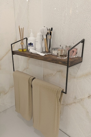 Banyo Mutfak Havluluk Dekoratif Metal Havluluk Düzenleyici El Havlusu Havlu Askısı Duvar Rafı Koyu Kahve