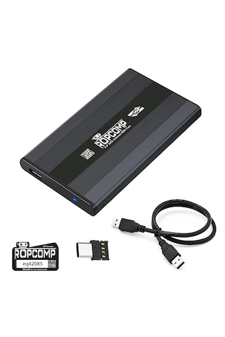 Ropcomp 2.5" Usb 2.0 Sata Harici Hdd Kutusu Type-c Dönüştürücülü