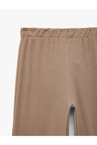 Koton Beli Lastikli Rahat Kalıp Viskon Karşımlı Triko Pijama Altı Kahverengi 7wlk40061mk Kahve
