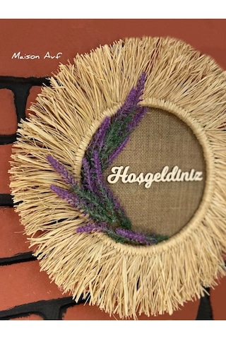 Kapı Lavanta Hoşgeldiniz Rafya Duvar Süsü