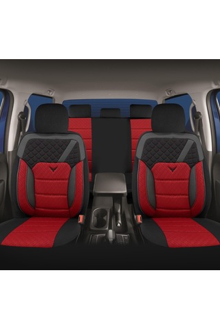 Pandami Oto Koltuk Kılıfı, Tam Set, Gofraj / Kırmızı