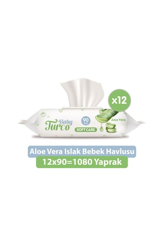 Baby Turco Softcare Aloe Vera Islak Bebek Havlusu 12 x 90 Yaprak