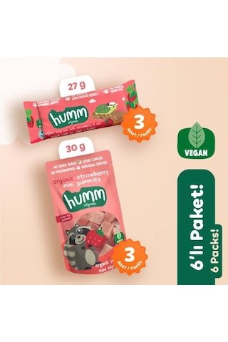 Organik Vegan Çilekli Atıştırmalık Paketi - 6 Adet 2 Çeşit 170 G